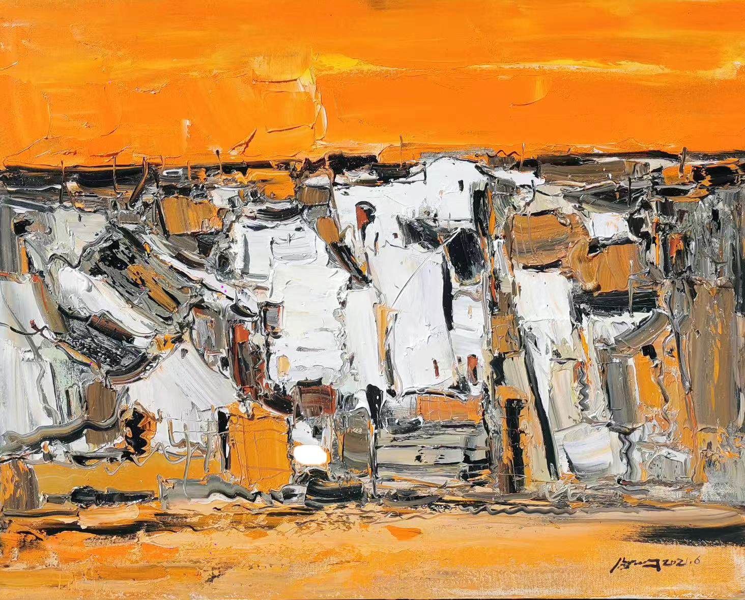 Orange Sky, White Walls