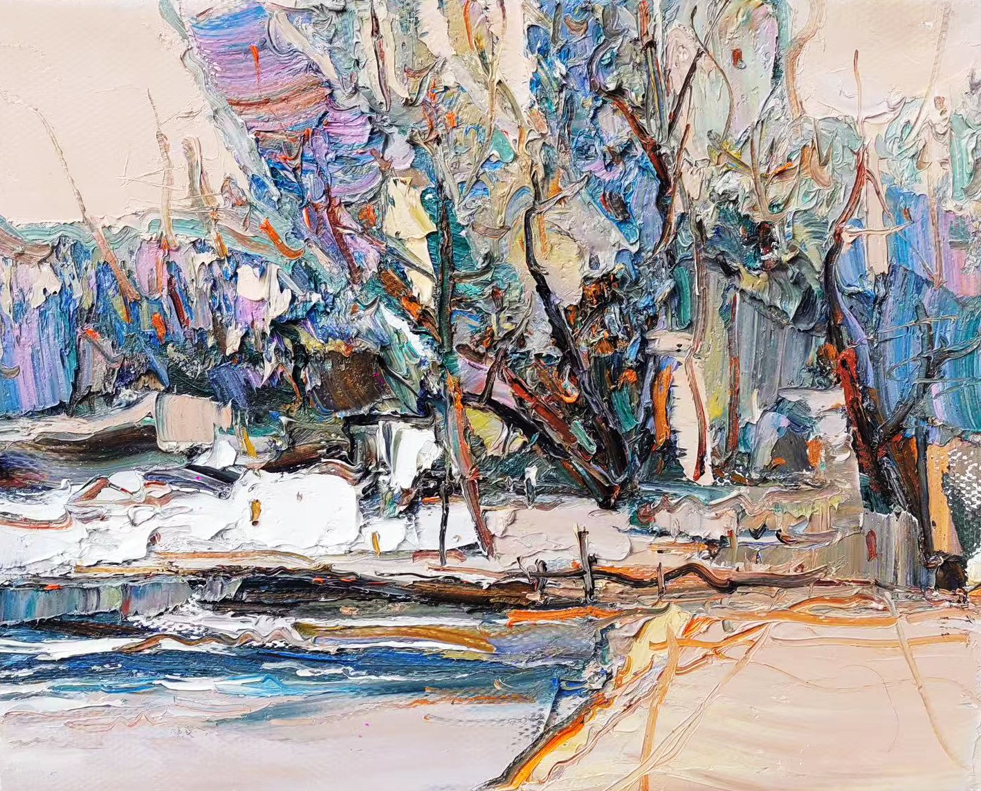 Colorful Trees by Blue Water