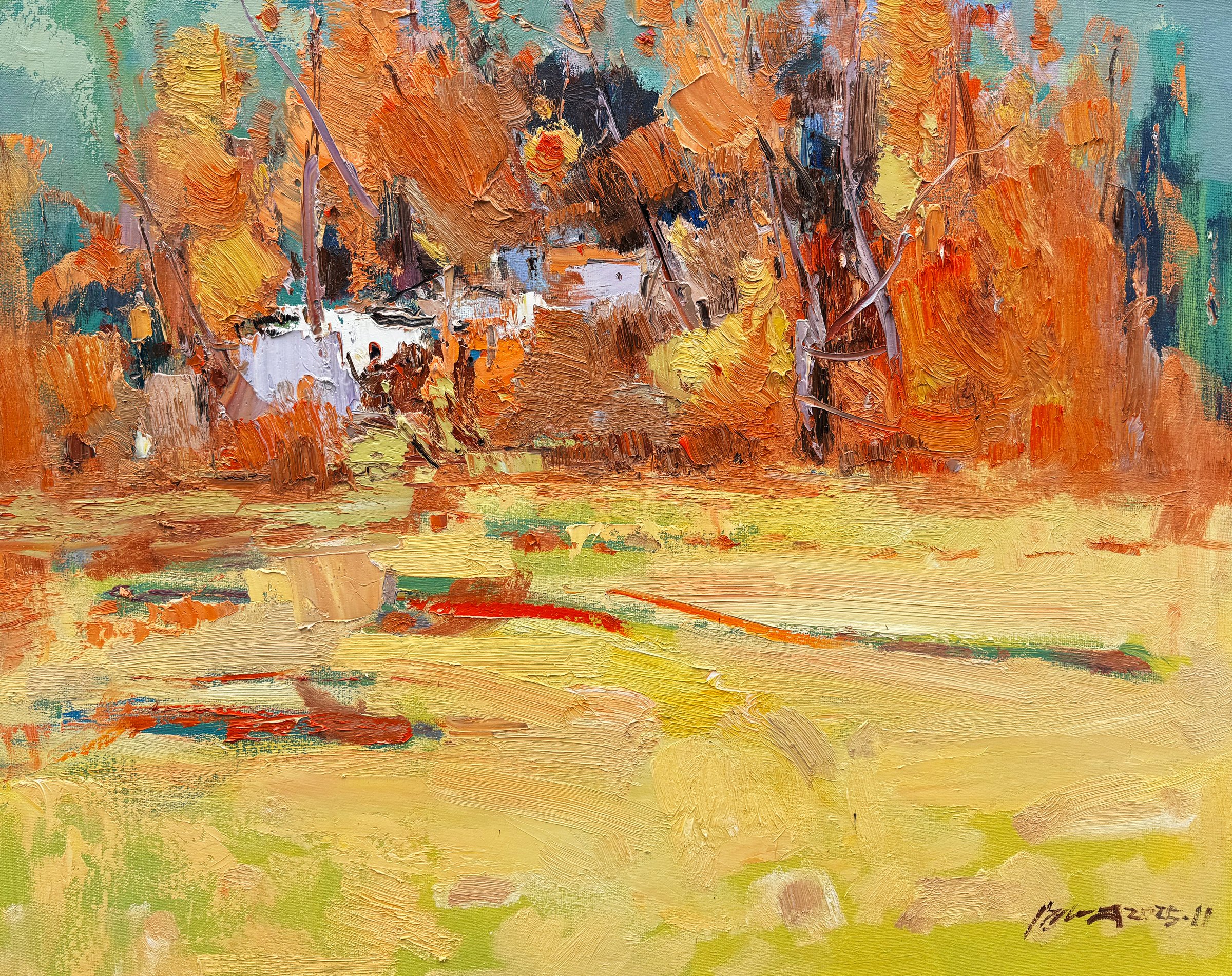 Autumn Fire Behind the House