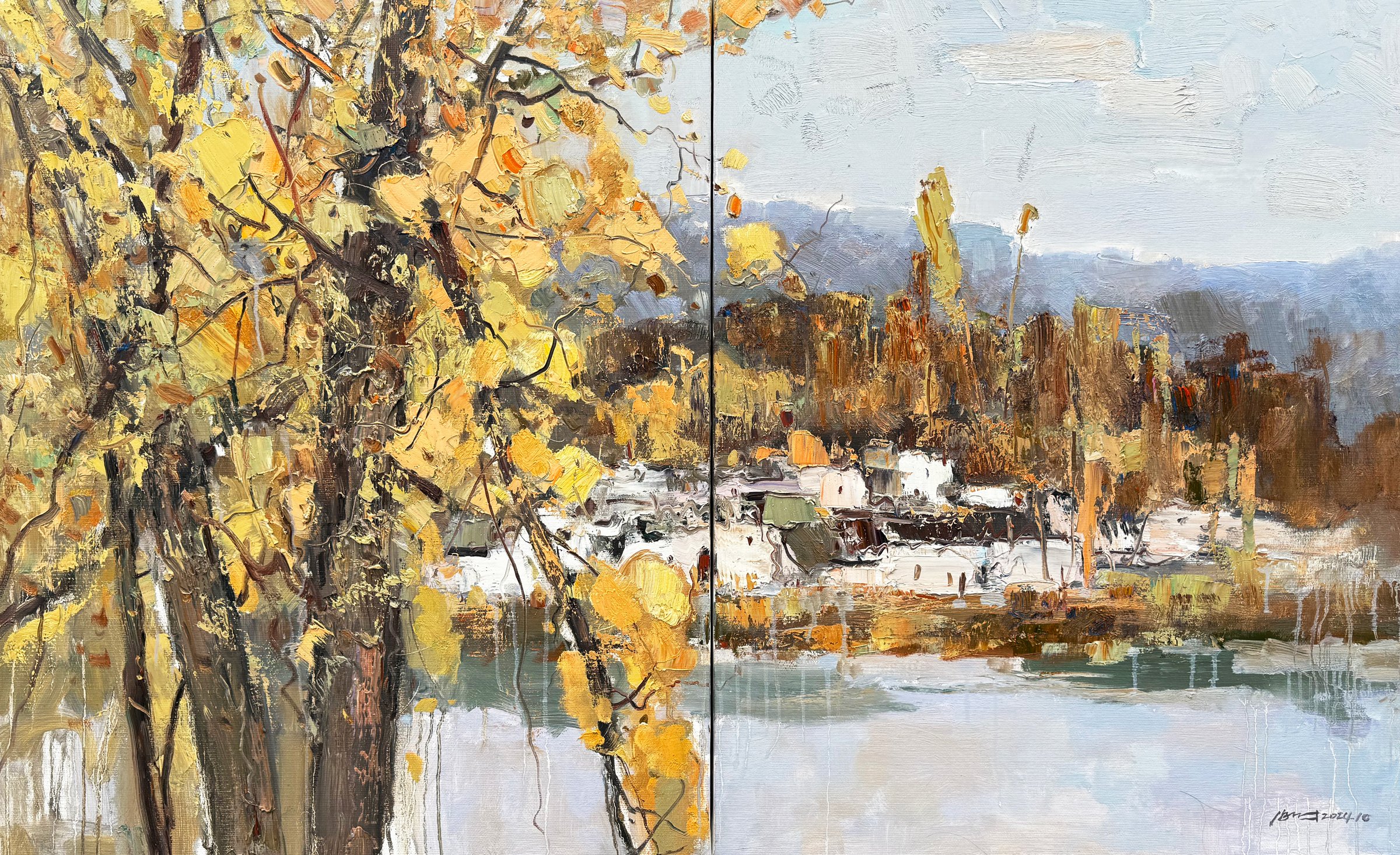 Autumn Diptych by the River