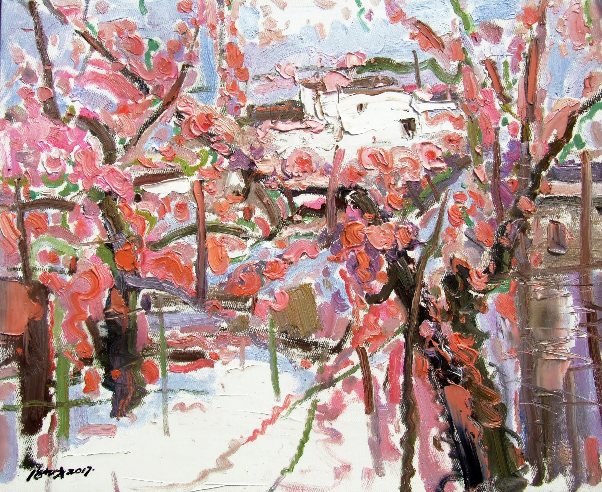 Plum Blossoms by the House
