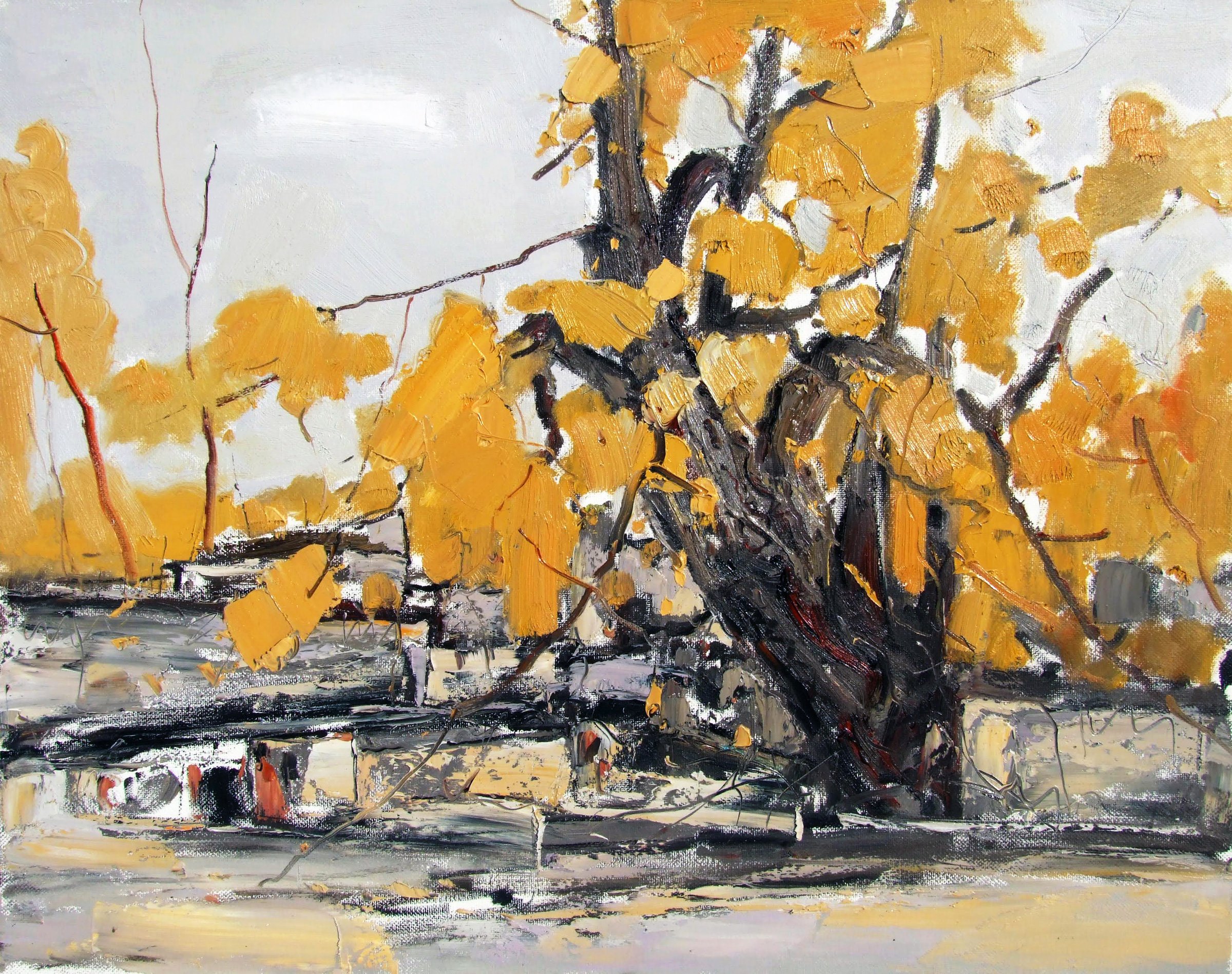 Golden Tree by White Walls