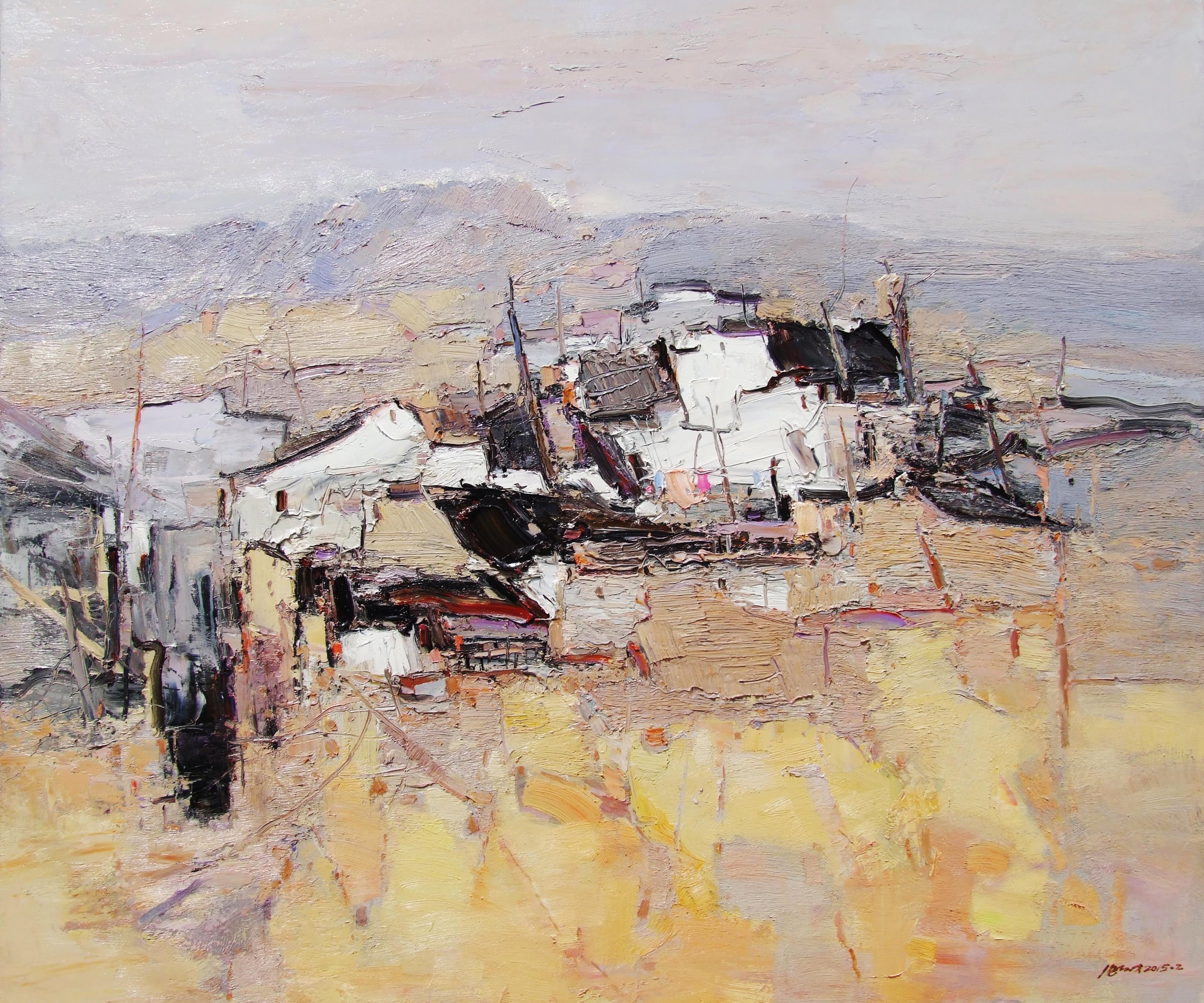 Mountain Village in Golden Light