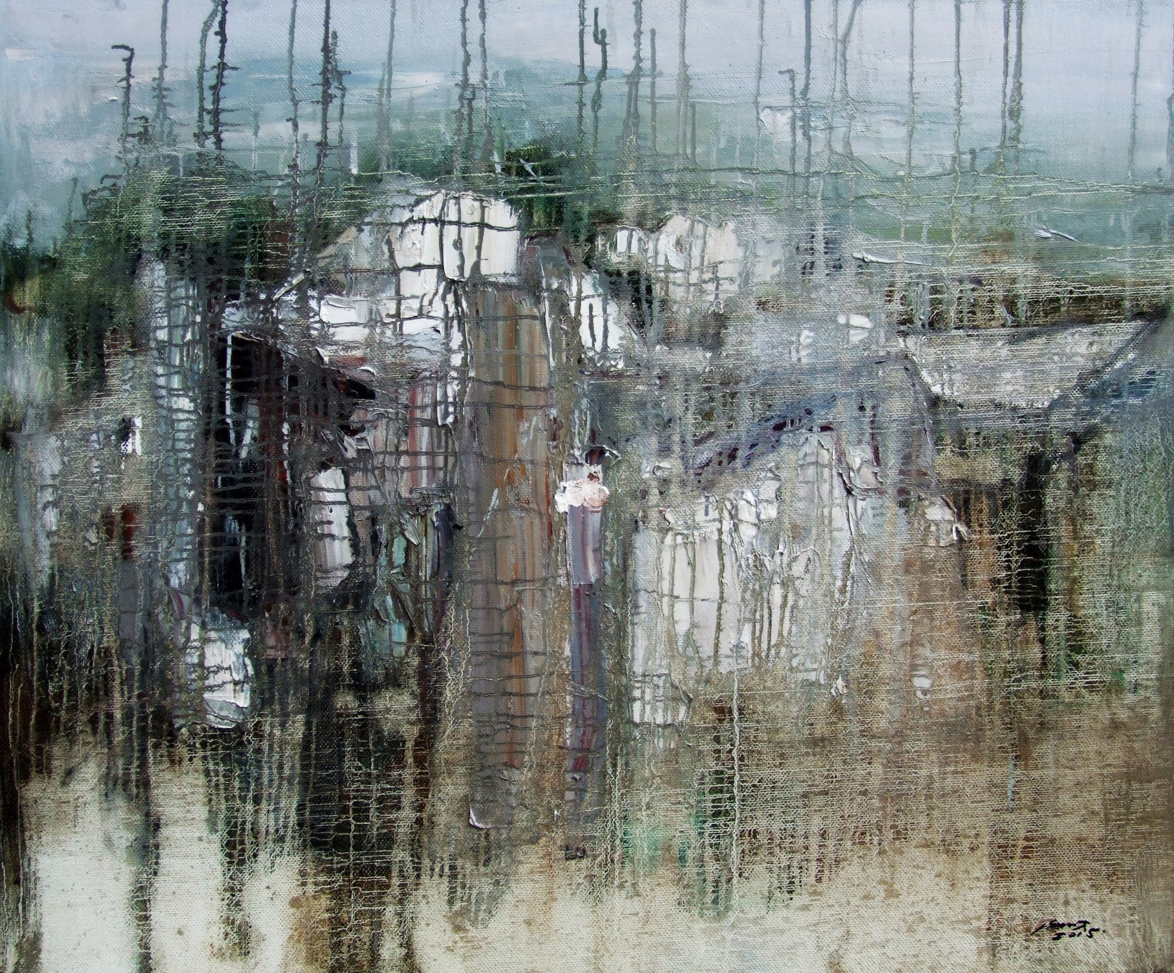 Village Through Rain