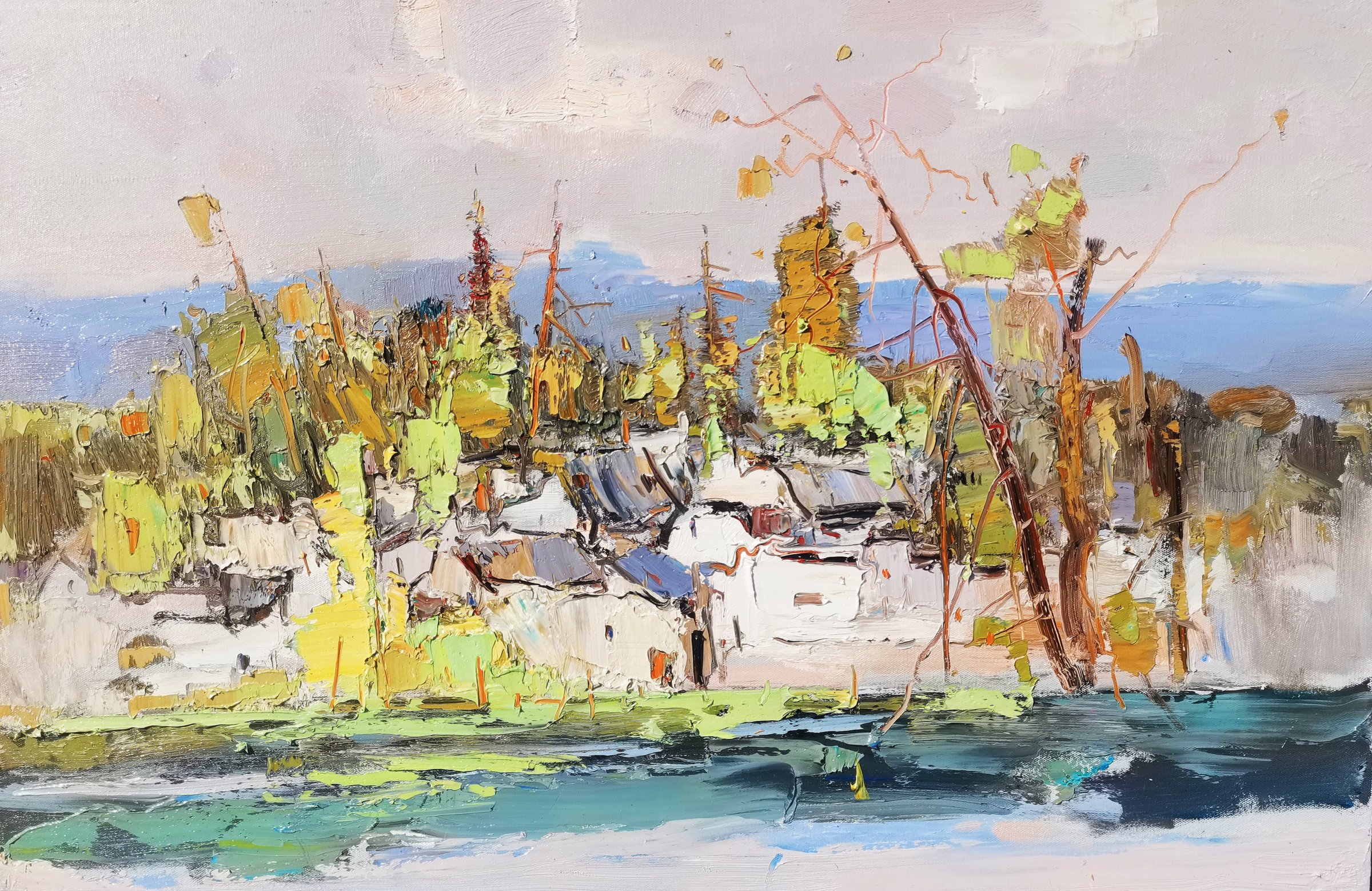 Autumn Village by the River