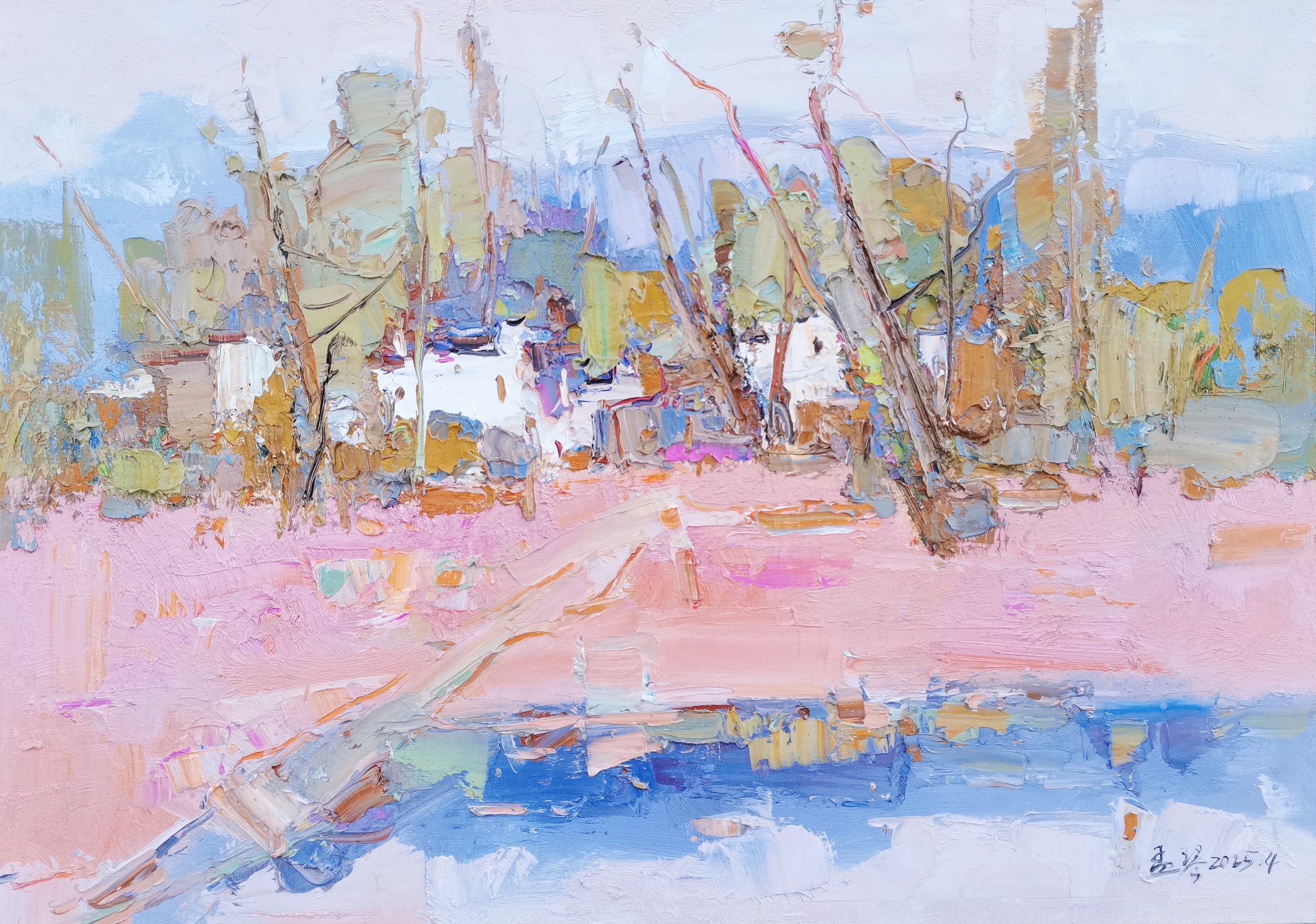 Pink Spring by the Water