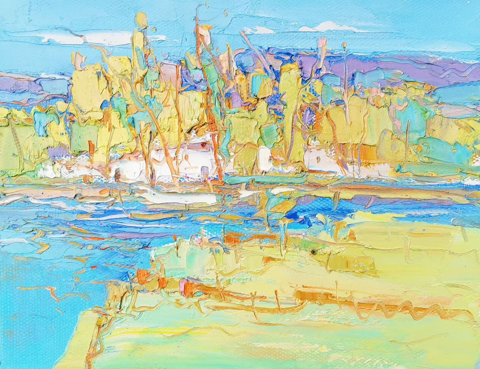 Village by Turquoise Water