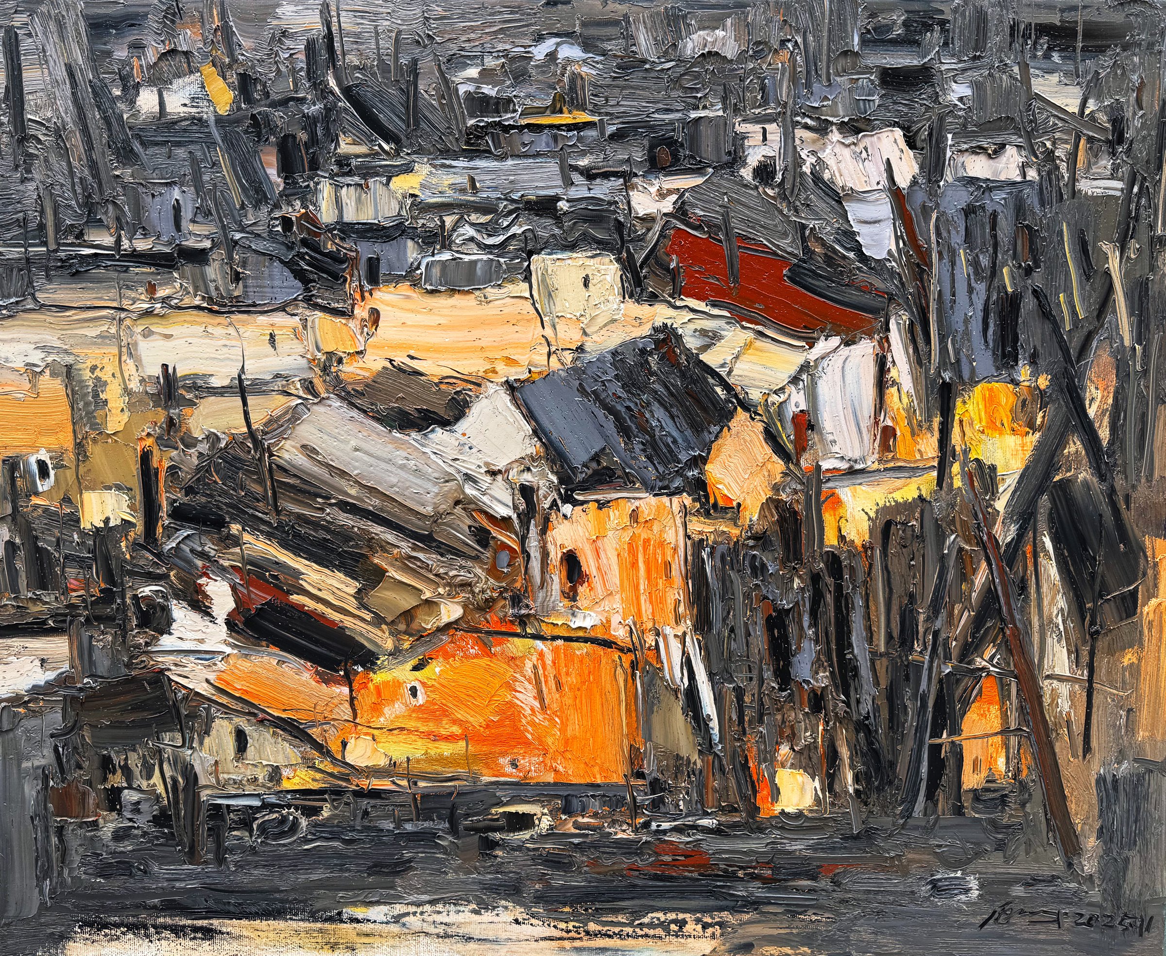 Orange Rooftops at Dusk