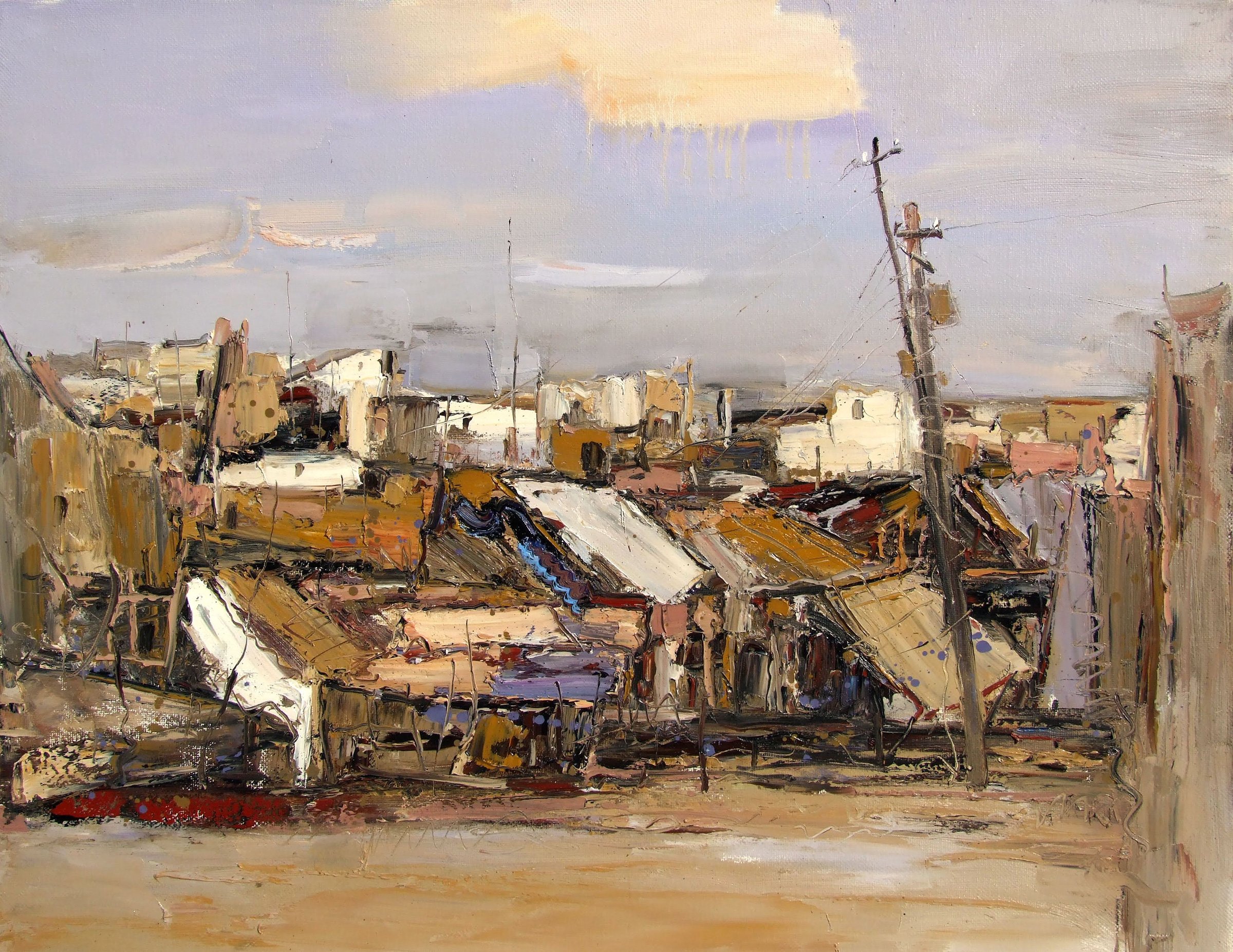 Rooftops Under Clouds