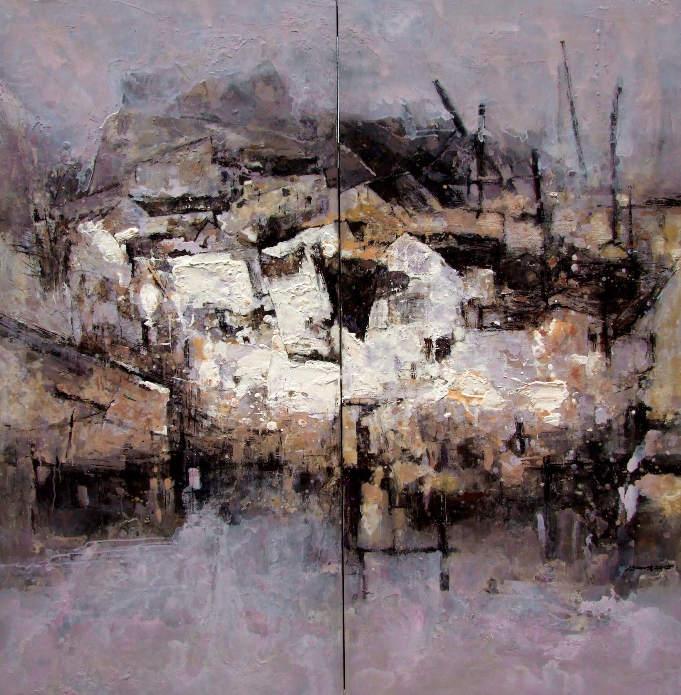 Misty Village Diptych