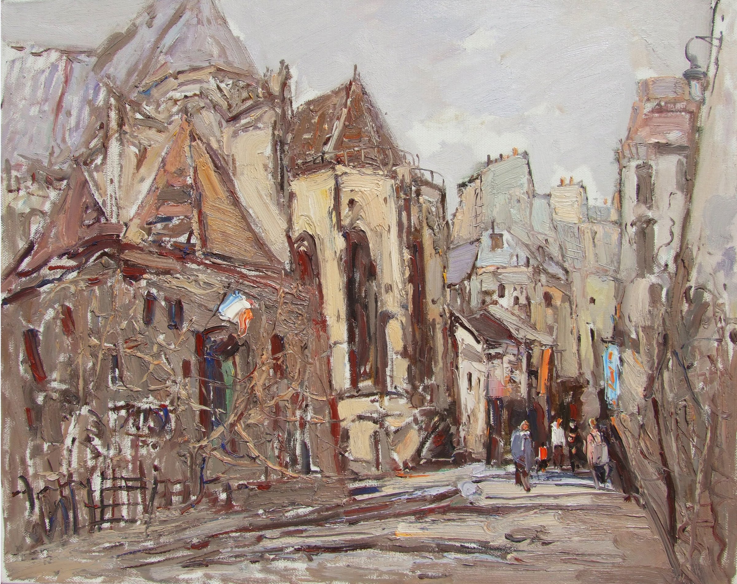 Sunlit Street by the Old Church