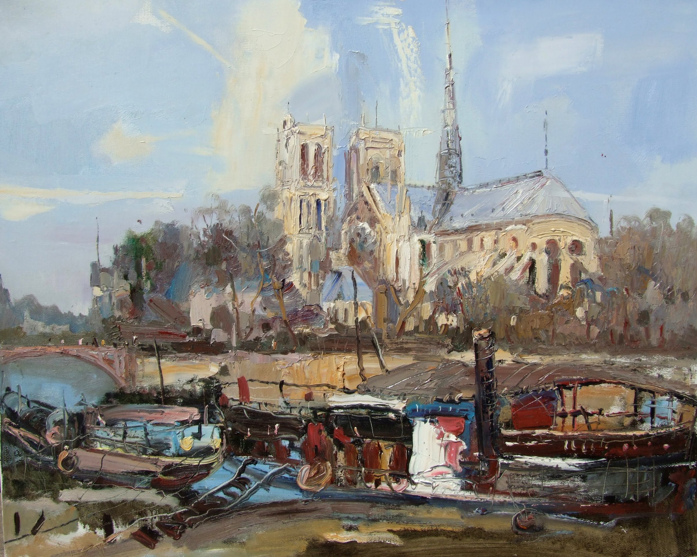 Notre-Dame with Riverboats
