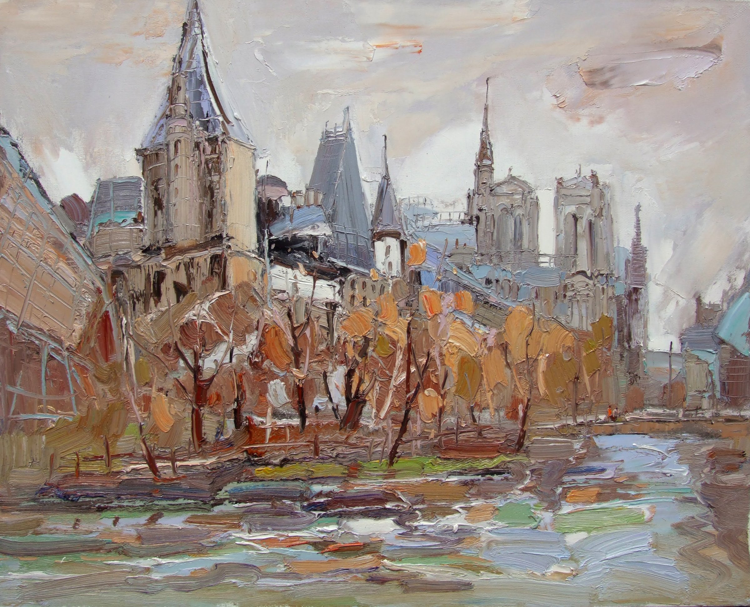 Autumn Spires Along the Seine
